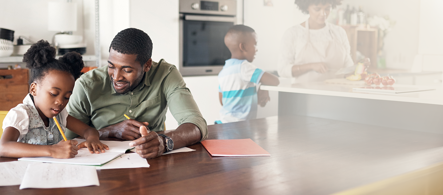 Family with kids and teens Homeschooling with AOP Print and Digital Curriculum