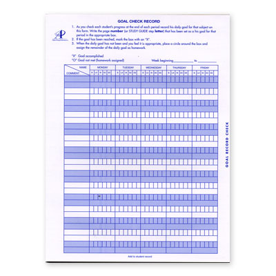 LIFEPAC Goal Check Record